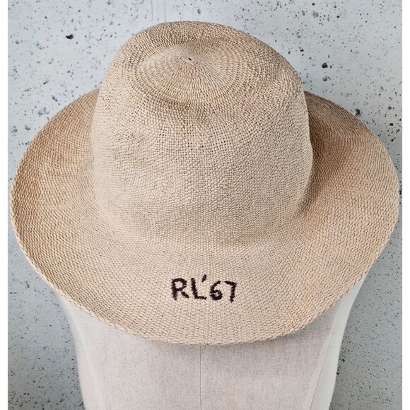 Ralph Lauren RL '67 Straw Hat Tan One Size Wide Brim Floppy Sun Beach - Picture 1 of 6